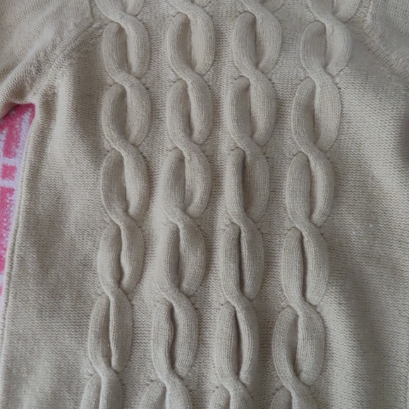 Vntg Ballantyne of peebles beige Cashmere Turtleneck cableknit Sweater 102cm-40 - Picture 2 of 5